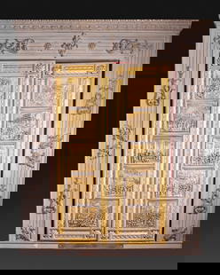 The Gates of Paradise, Replica of the Doors of Florence Baptistery: Wood and Silver Replica of the eastern doors of Florence Baptistery, "Le Formelle della Porta del Paradiso", after Lorenzo Ghiberti. Limited edition, this replica is numbered 427/500. A wooden frame w