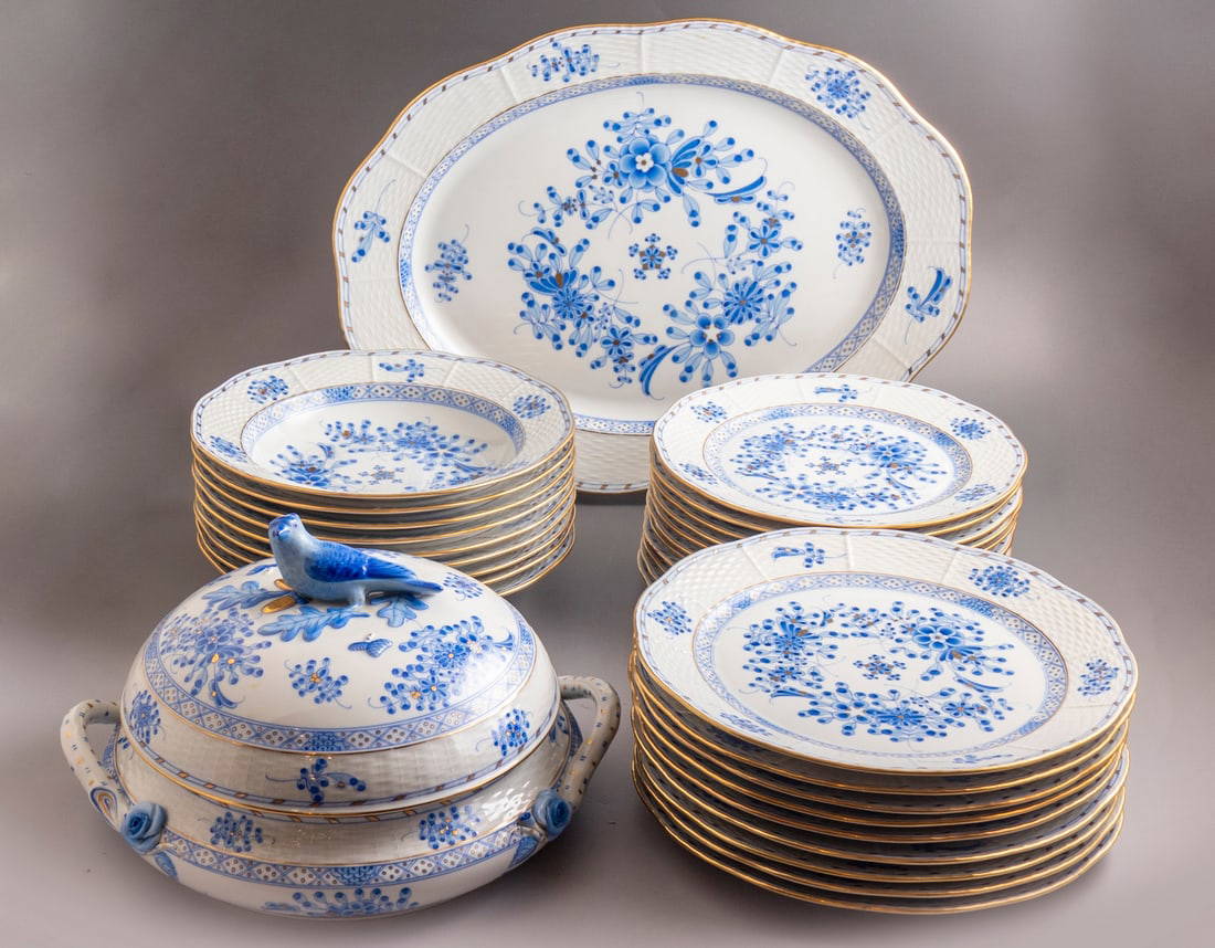 Waldstein Blue Porcelain Set By Herend Auction