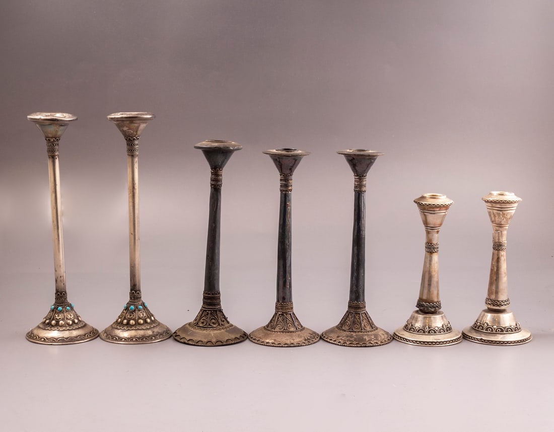 Silver Candlesticks, Bezalel/Bezalel Style (1 of 7)