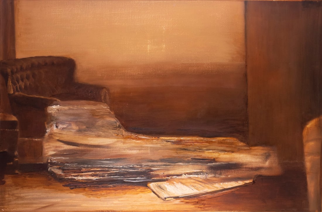 Yigal Ozeri (b. 1958): Yigal Ozeri (b. 1958), Armchair, oil on canvas, 53X81 cm, signed.