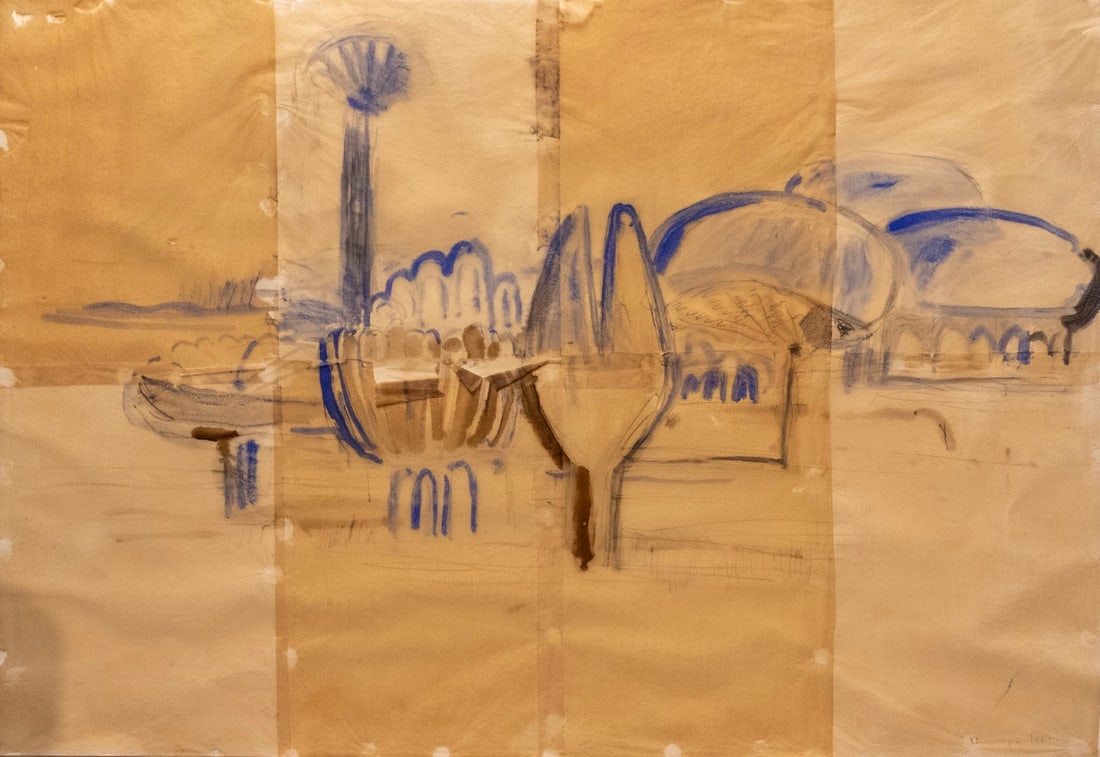 Yigal Ozeri (b. 1958): Yigal Ozeri (b. 1958), Landscape, 1982, mixed media on paper, 66X95 cm, Signed and dated. Flaws.