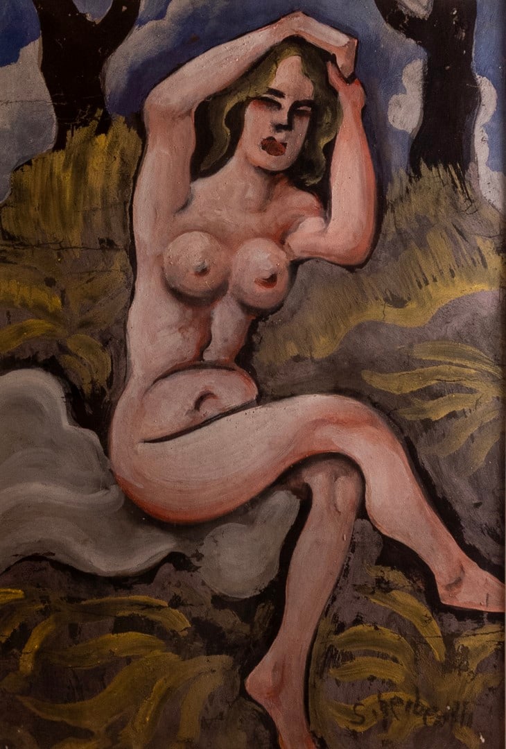 Hugo Scheiber (1873-1950): Hugo Scheiber (1873-1950), Nude woman, gouache on paper, 41X28 cm, signed.Provenance: Purchased in "Gordon gallery", Auction 29.6.1994, Tel Aviv, Lot number 256.