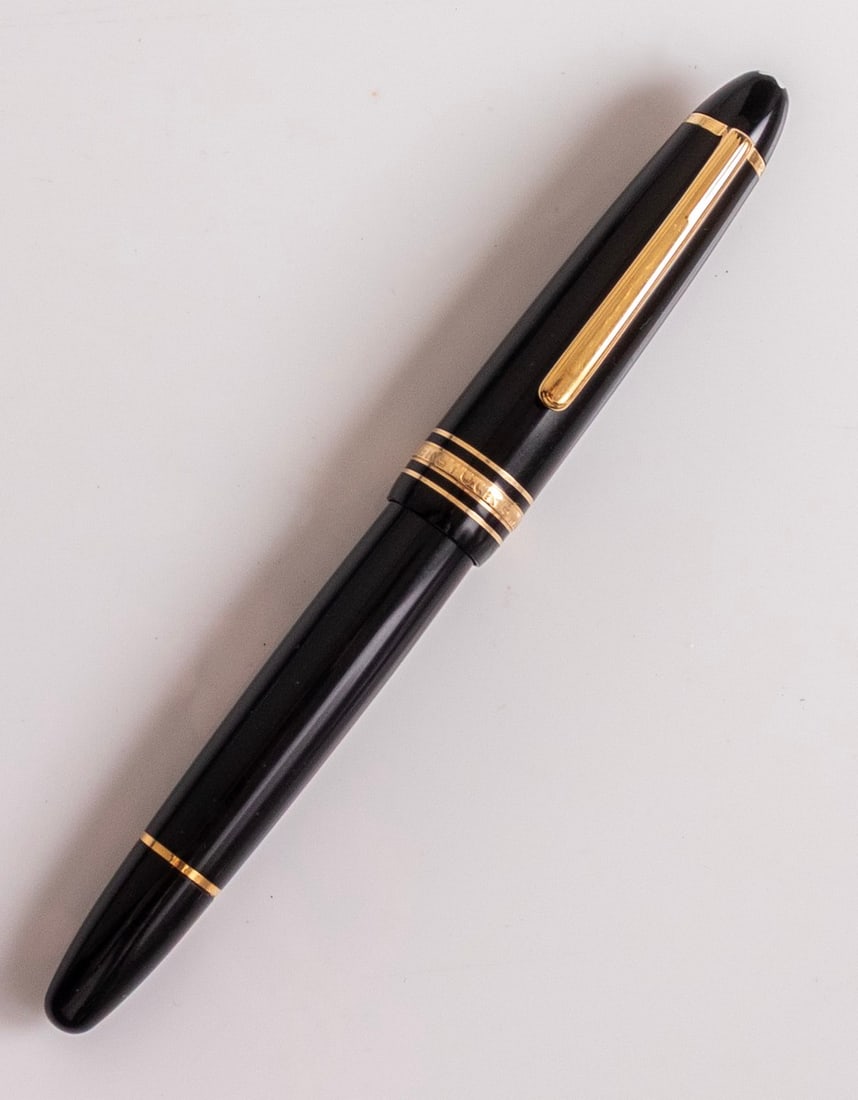 Montblanc Meisterstuck 146 Legrand Fountain Pen: Montblanc Meisterstuck Legrand fountain pen, Black with GP trims. Size: 5.75" (14.6 cm). 14K gold nib, F. Excellent condition.