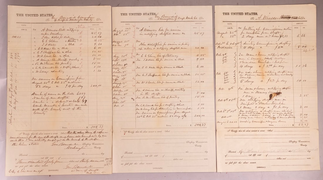 US-AMERICA Documents – Accounts from the American Civil War Period (1 of 6)