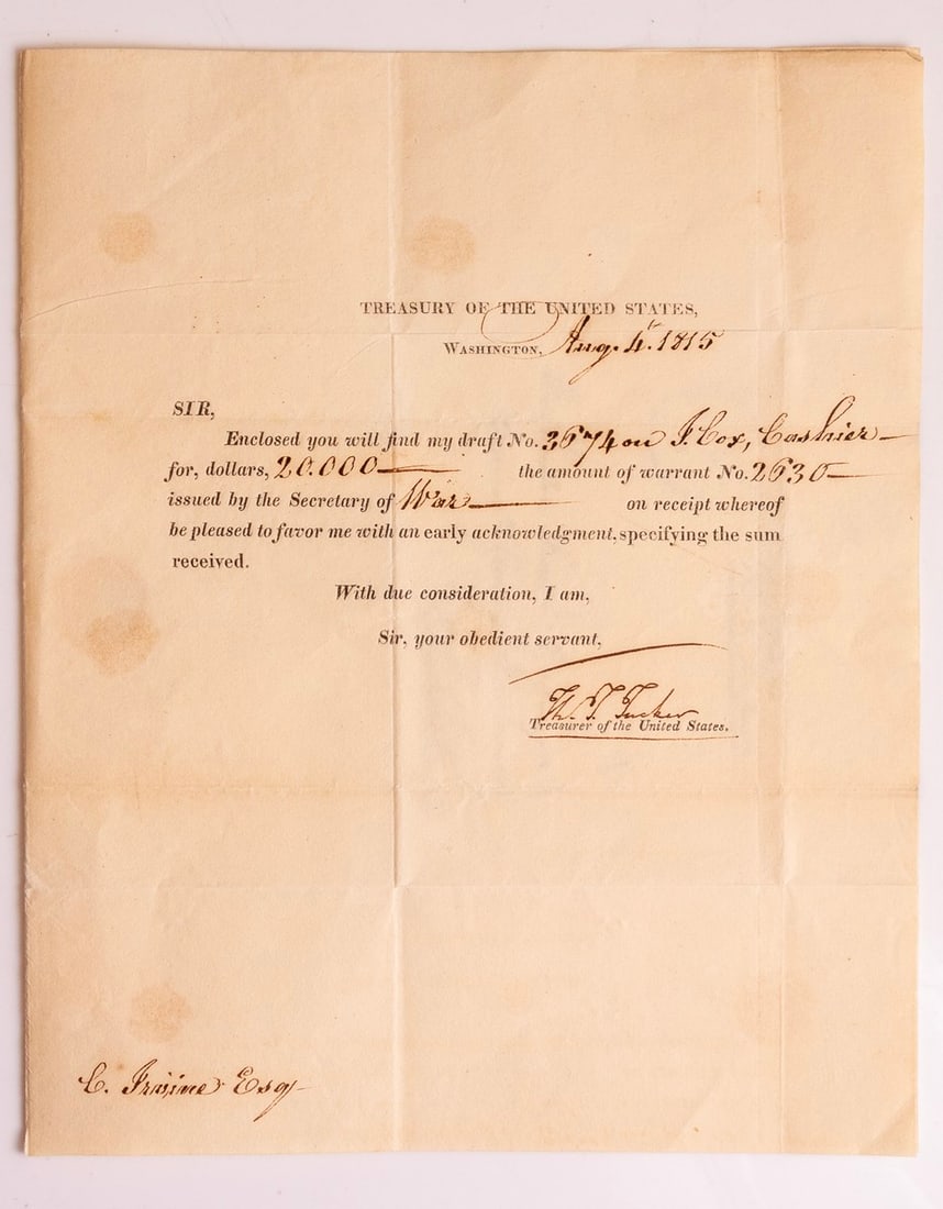 US AMERICA Autograph Document, Thomas Tudor Tucker (1 of 4)