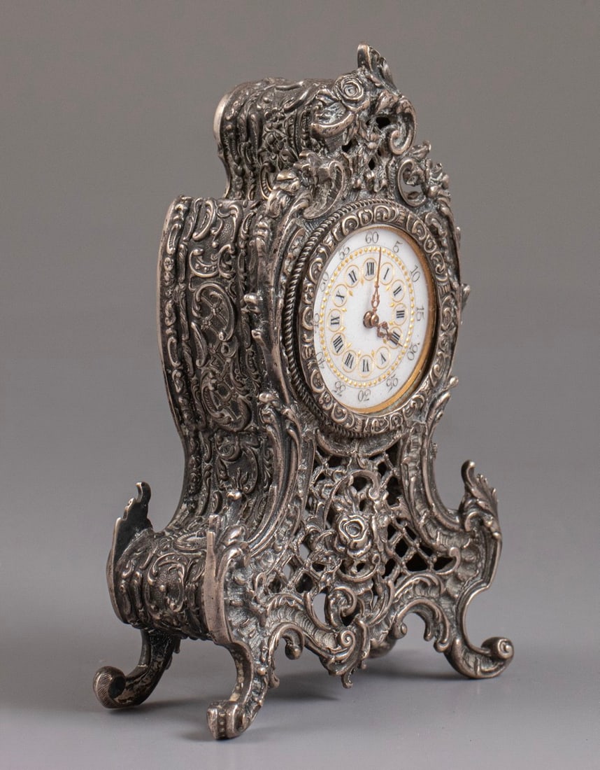 Silver Table Clock, Germany - 2