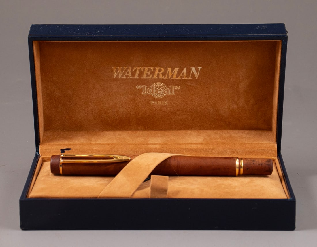 Waterman Le Man 100 Fountain Pen, Briar Wood: Waterman Le Man 100 fountain pen, Briarwood. Size: 5.65" (14.5 cm), 18K gold nib, M. Excellent condition, in original case.