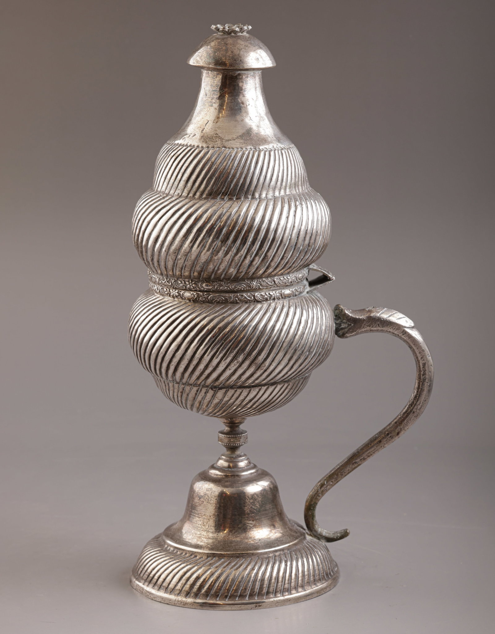 Tunisian Silver Incense Burner: Tunisian 800 silver incense burner, circa 1900. Decorated with engraved work. Height: 28 cm. Weight: 576 grams. Hallmarked.