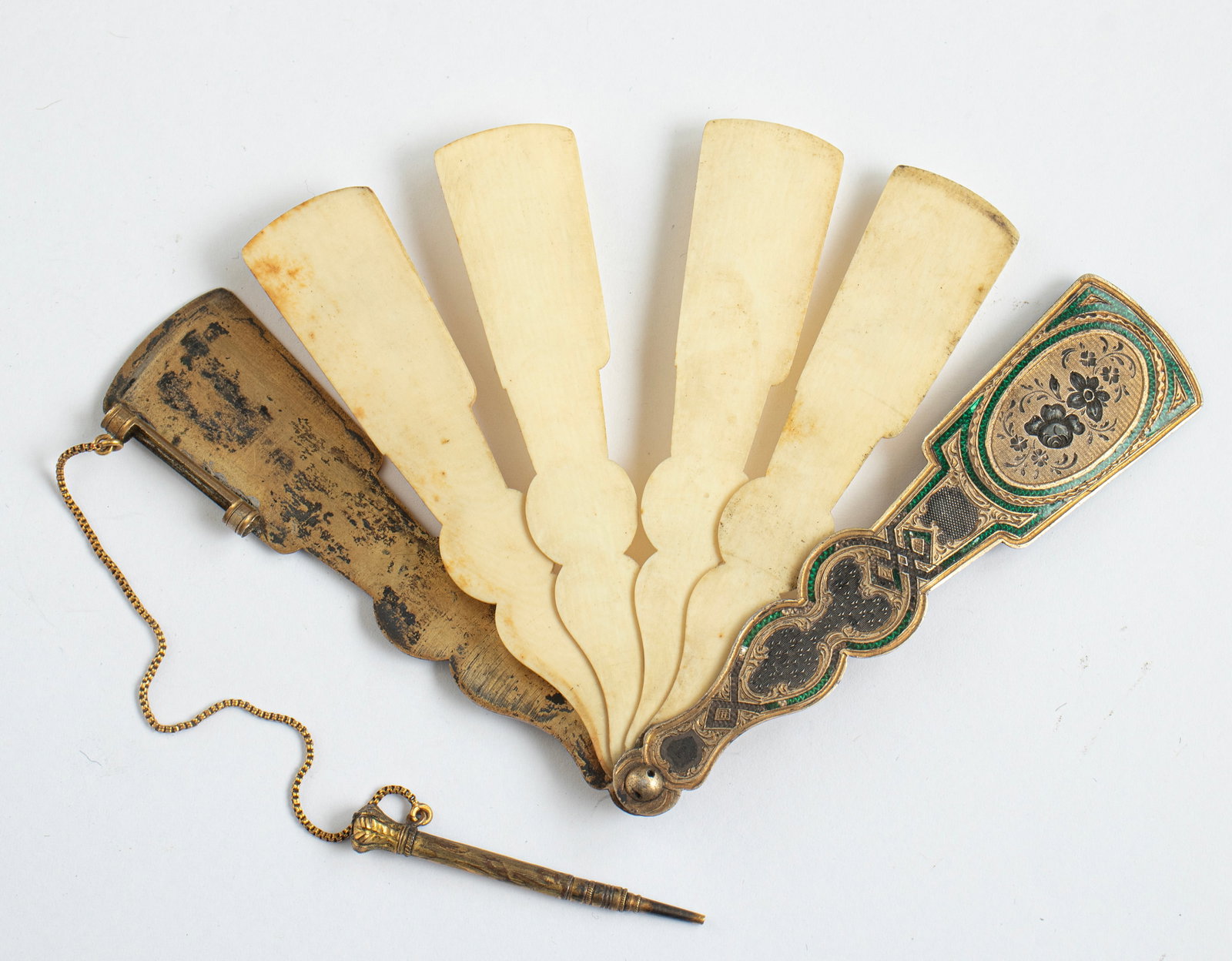 Silver & Enamel Dance Card (Carnet de Bal): Silver dance card (Carnet de Bal), 19th century. Decorated with enamel and guilloché work of floral motifs. Carved pages. Length: 8.5 cm. Total weight: 20 grams. Unsigned, silver tested.