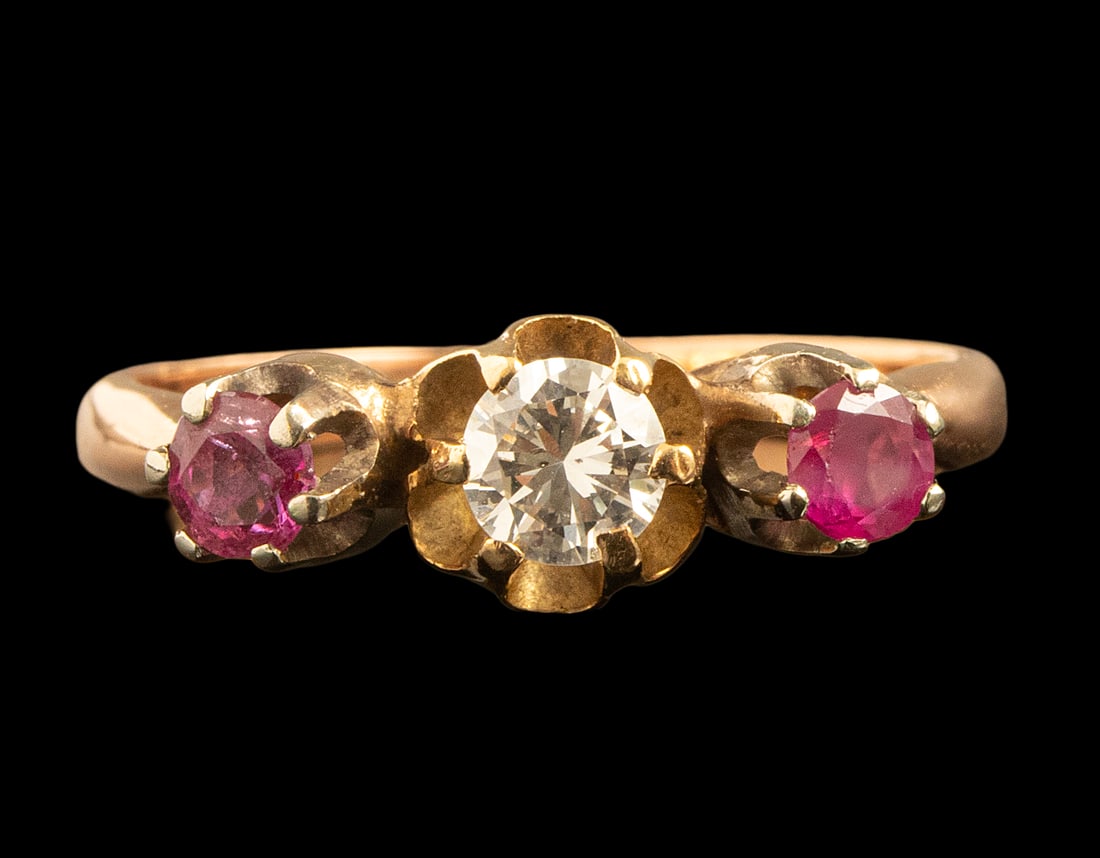 Gold Ruby Diamond Ring - 2