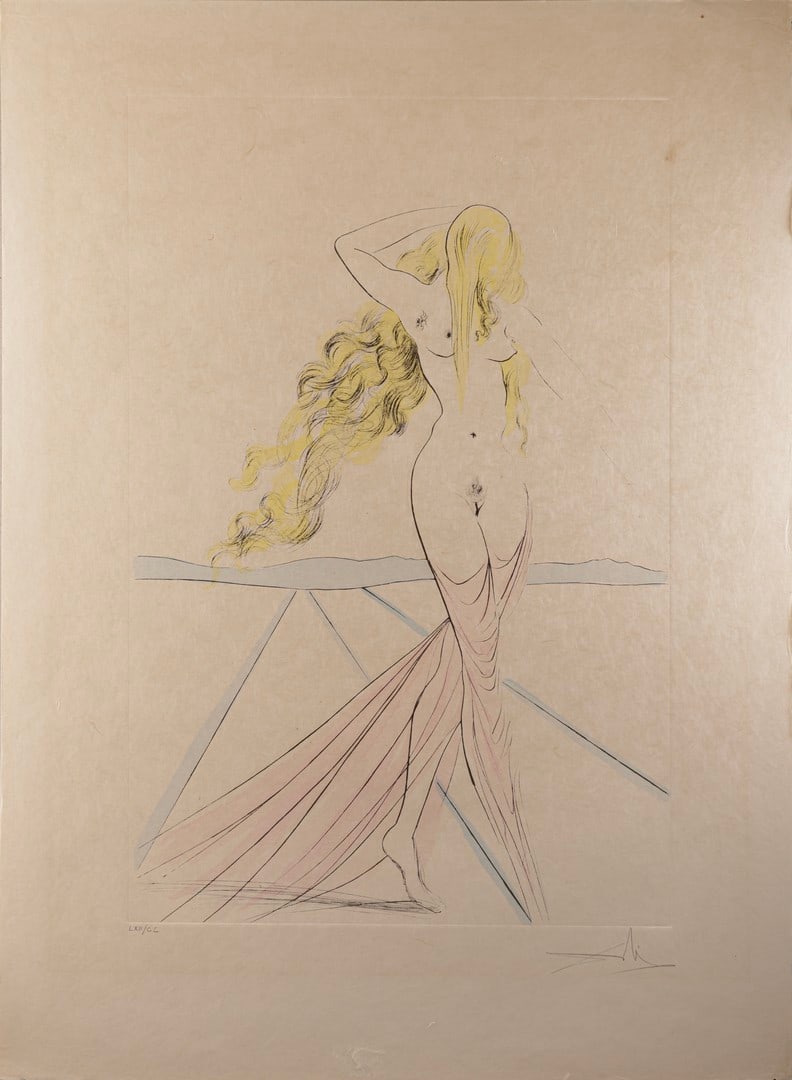 Salvador Dali (1904-1989): Salvador Dali (1904-1989), "Venus", 1974, etching in colors, 76X55.5 cm, hand signed and numbered 62/150.