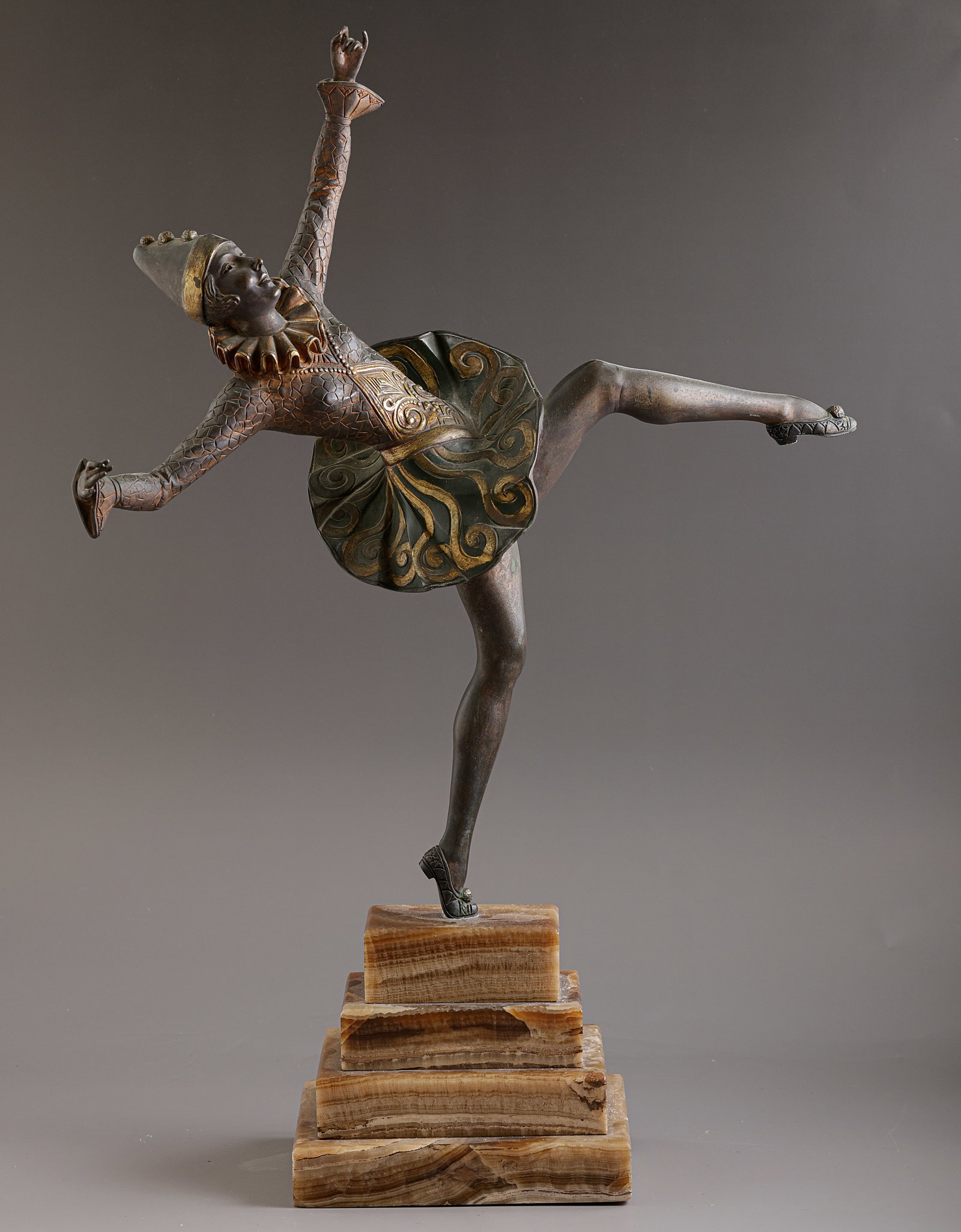 Jules Jourdain (French, 1873–1957): Jules Jourdain (1873–1957), Dancer, France, Art Deco bronze sculpture mounted on a marble base. Height (including base): 48.5 cm. Signed.