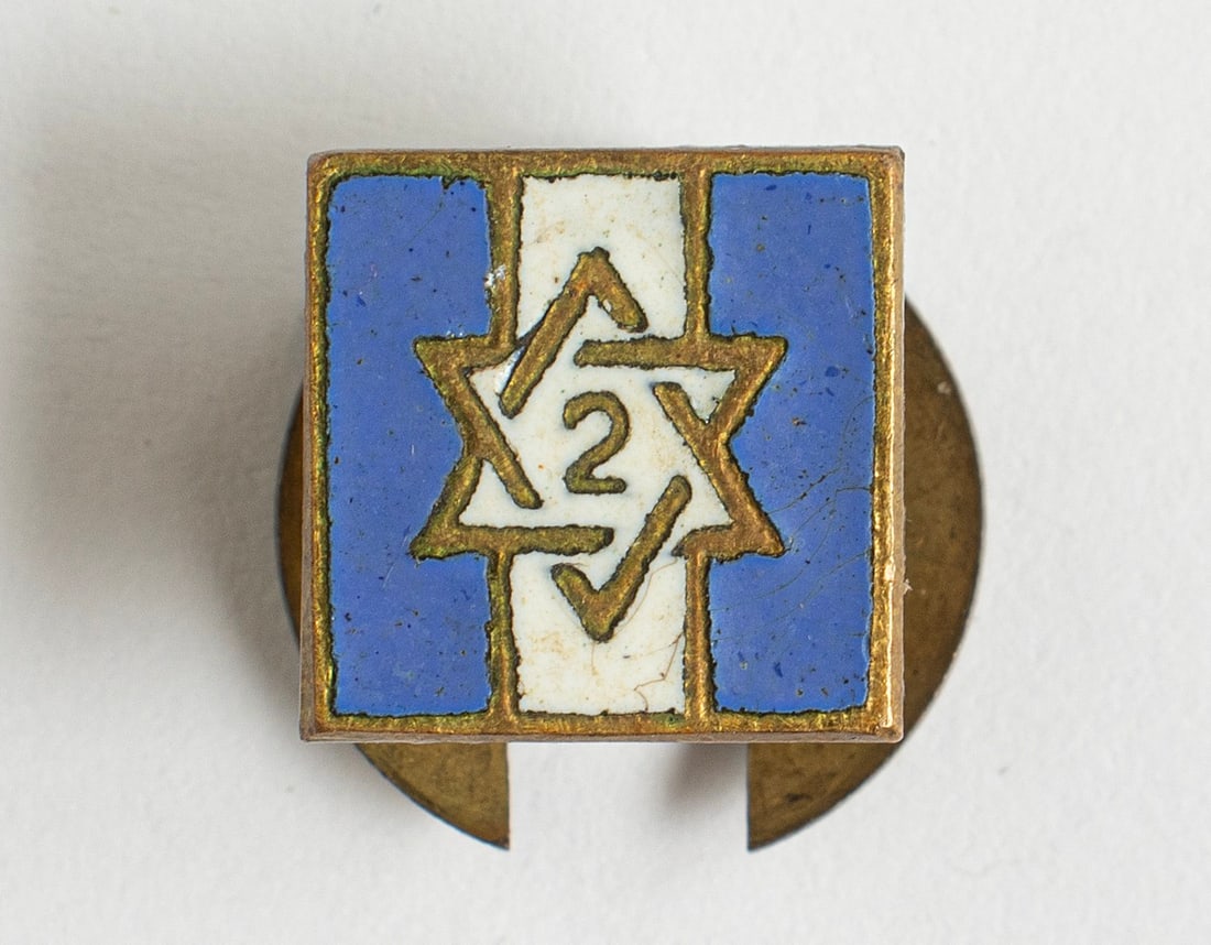 Jewish Brigade Badge/Pin: Jewish Brigade badge/pin, 2nd Battalion. Dimensions: 13X13 mm.