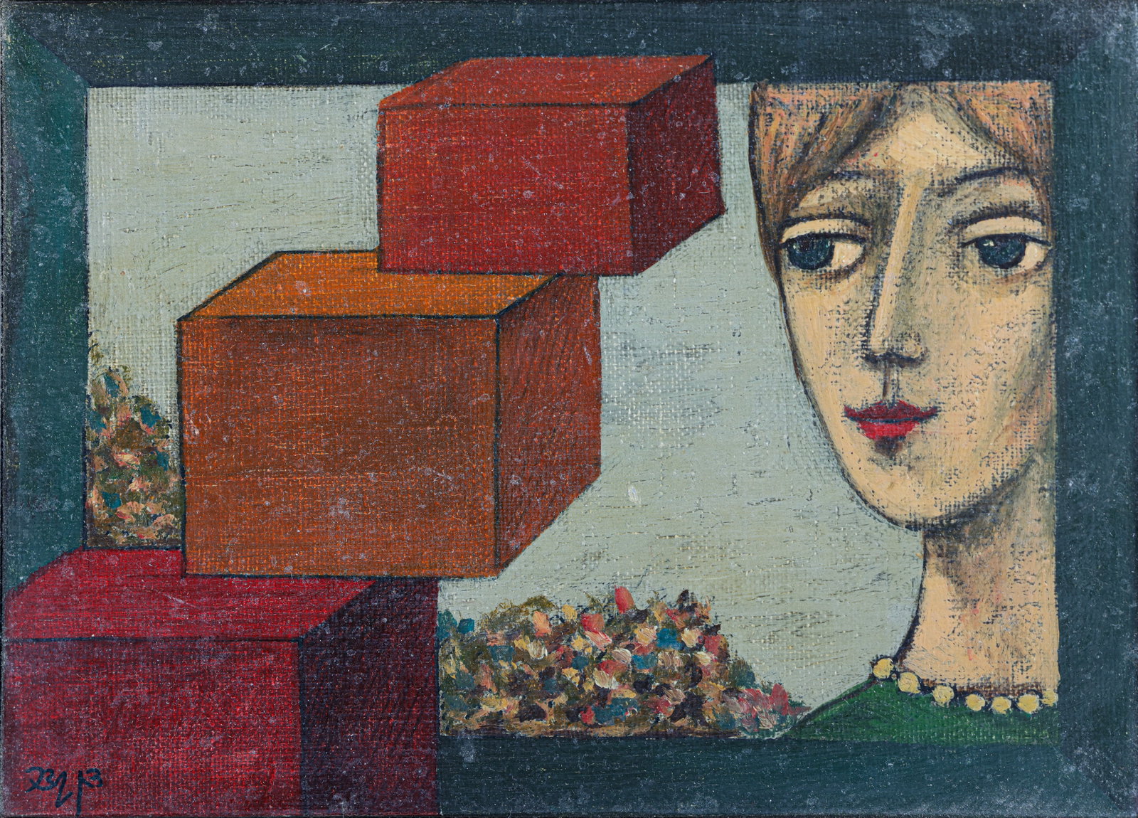Dan Kedar (1929–2008): Dan Kedar (1929–2008), Female Figure, oil on artist's board, dimensions: 13X18 cm, frame dimensions: 32X36.5 cm, signed.