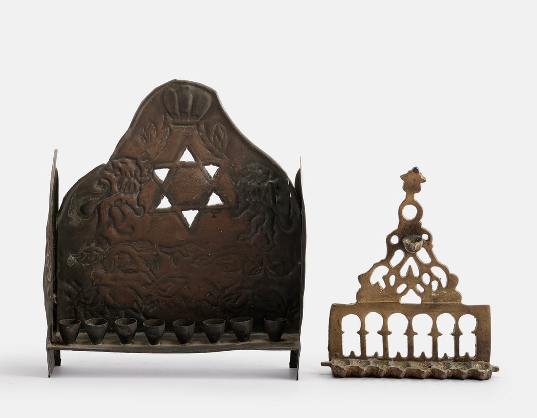 Brass Hanukkah Menorahs, North Africa (1 of 3)