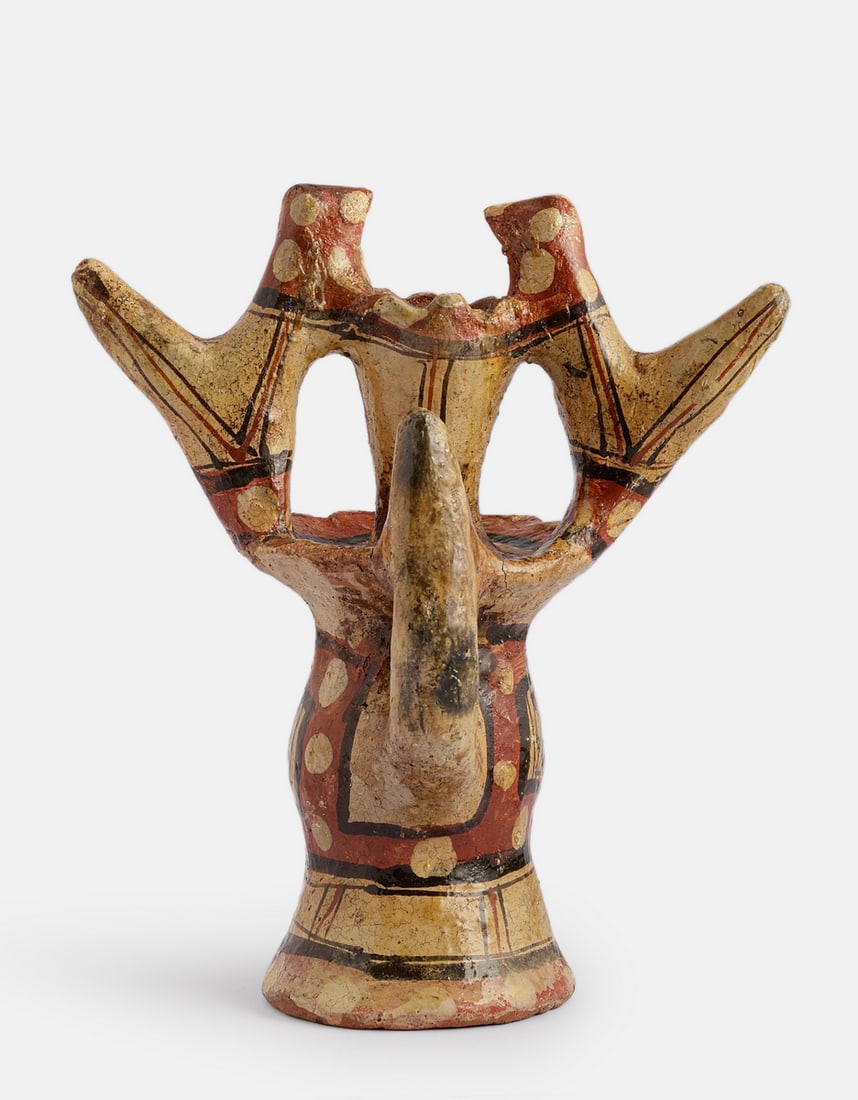 North African Jewish Terracotta Sabbath Candlestick (1 of 4)