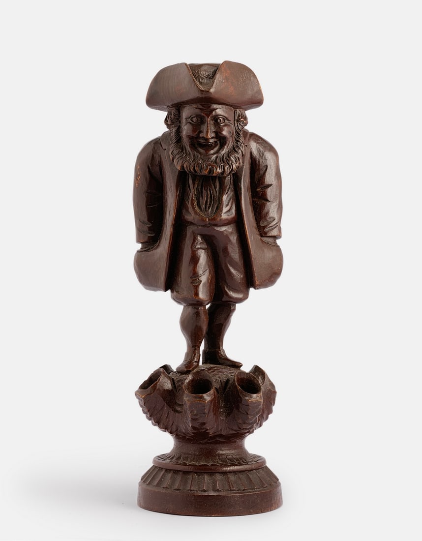 Antisemitic Wood Cigarette Holder, Jewish Man: Carved wood cigarette holder, 19th century. Shaped in the form of a Jew. Height: 22 cm.See similar item in the catalog: *The Jew In Antisemitic Art: The Peter Ehrenthal Collection, p. 37, item 91A. *