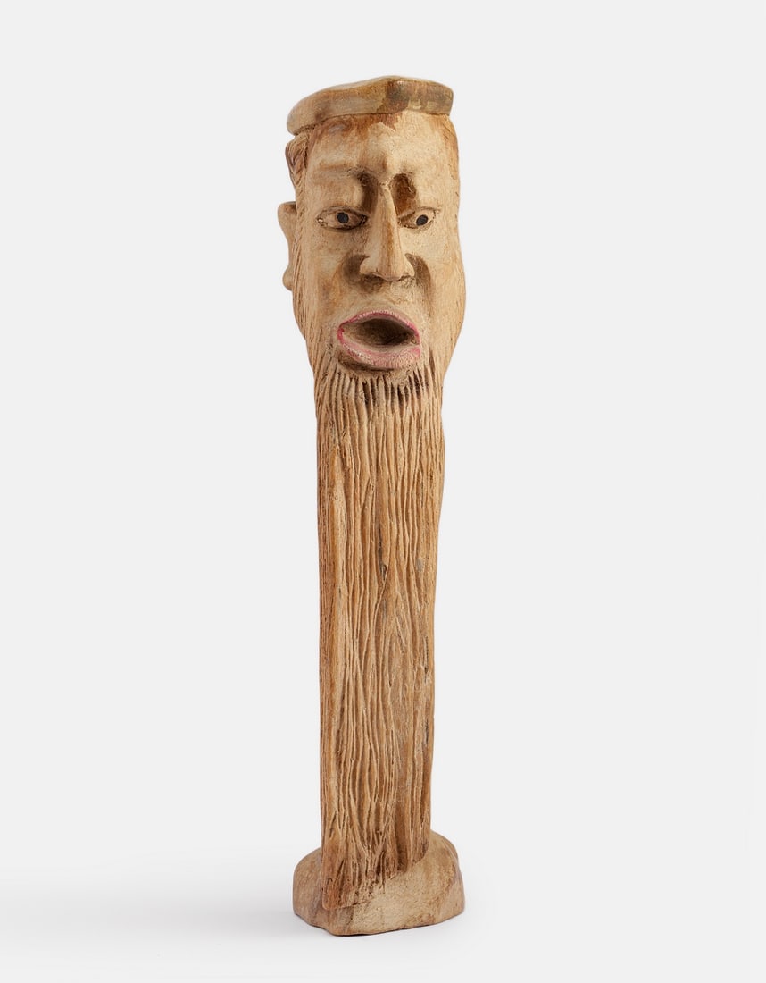 Antisemitic Wood Carving: Antisemitic wood carving, depicting a Jewish figure. Height: 25.5 cm. Signed "Paul".