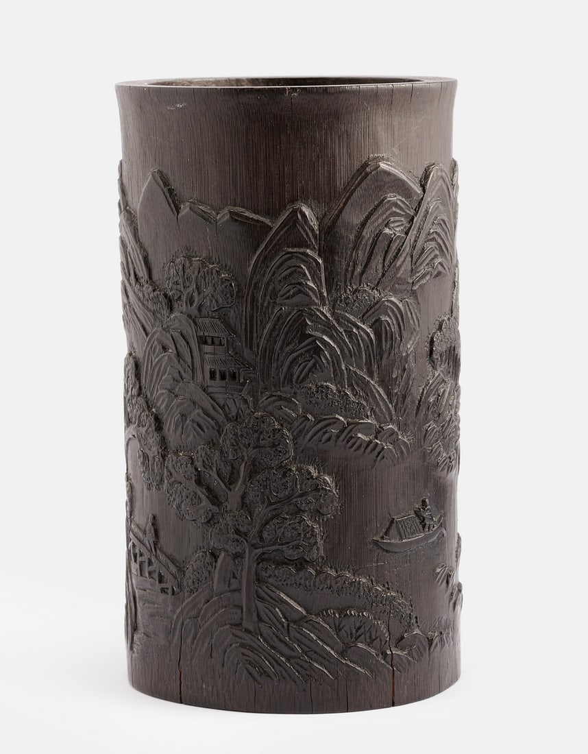 Wooden Brush Pot, China (1 of 4)