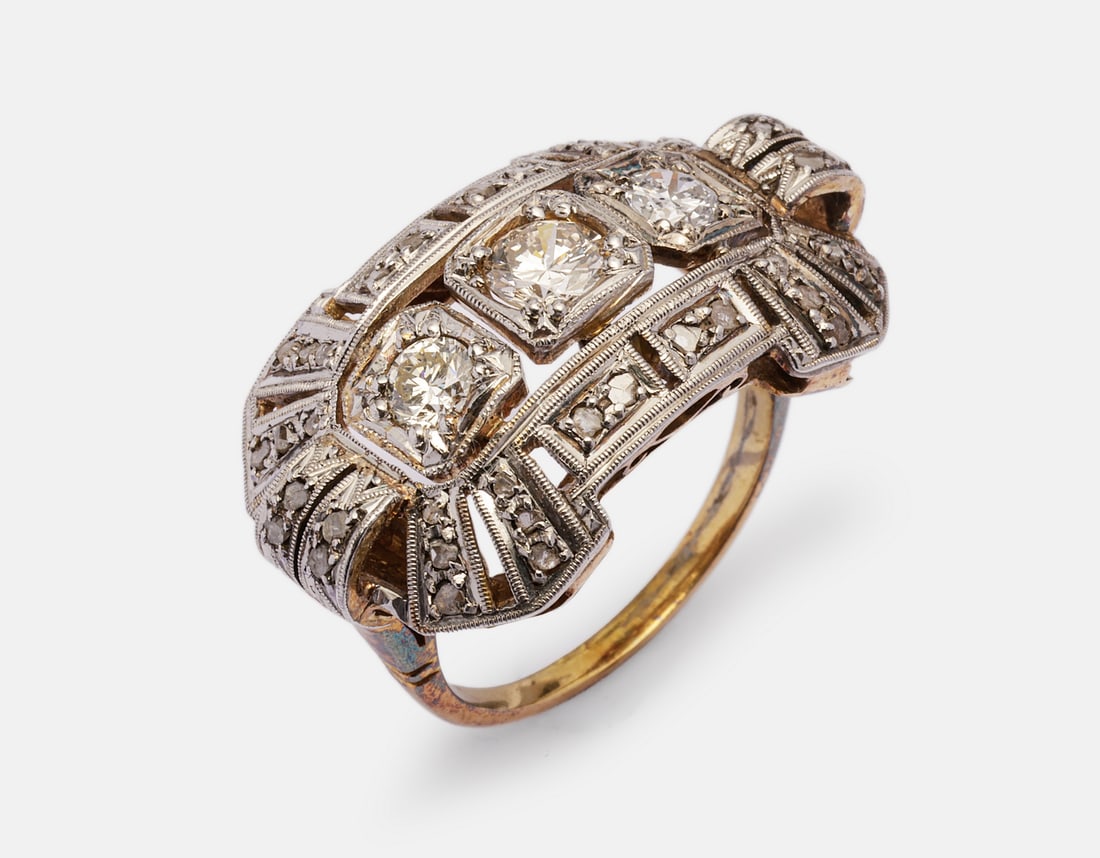 Gold, Diamond & Rose-cut Diamond Ring (1 of 5)