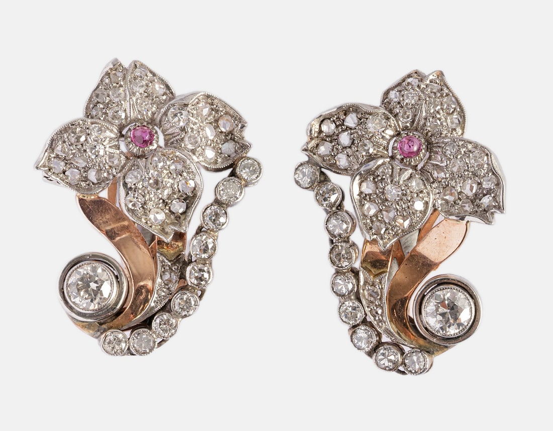 Gold, Diamond & Rose-cut Diamond Earrings (1 of 3)
