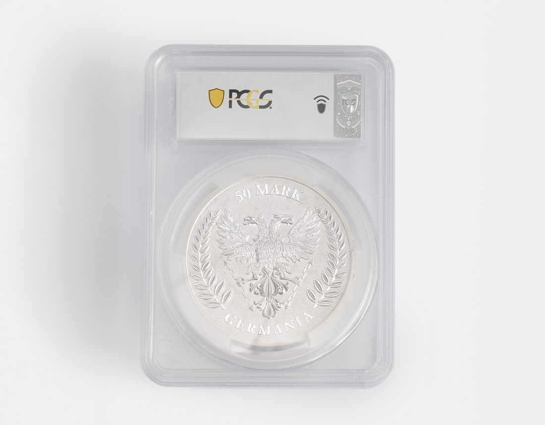 Pure Silver Medal, Lady Germania: Pure silver medal, "Lady Germania". Weight: 10 OZ. Graded 70 by PCGS.