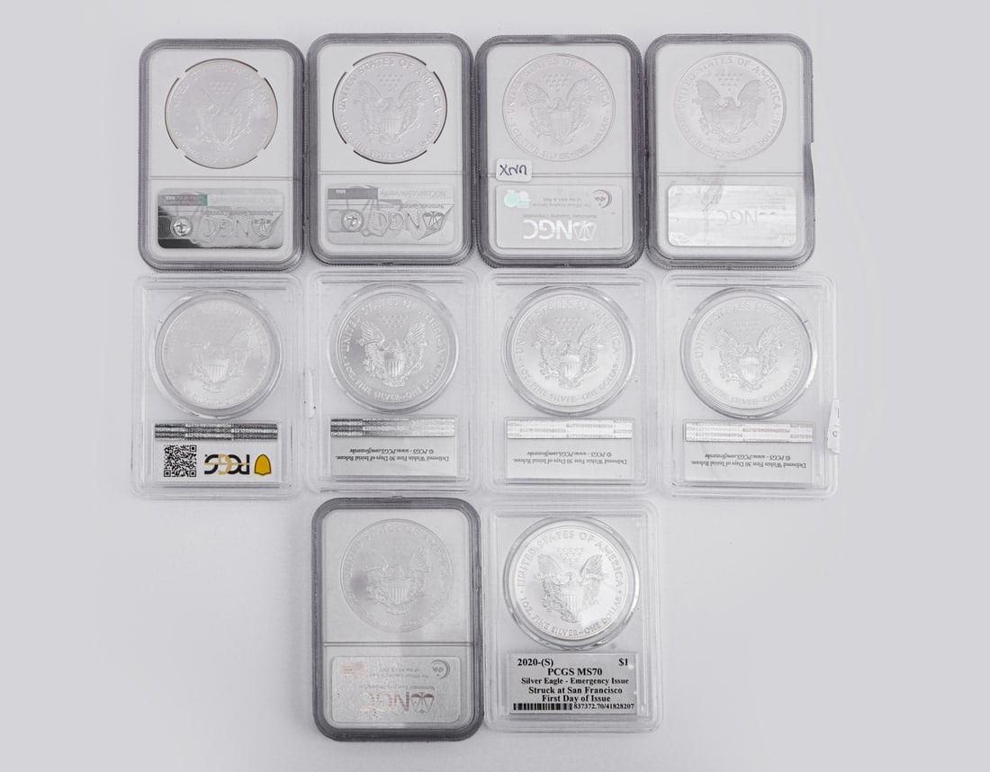 Graded American Eagle Dollar Silver Coins (1 of 1)