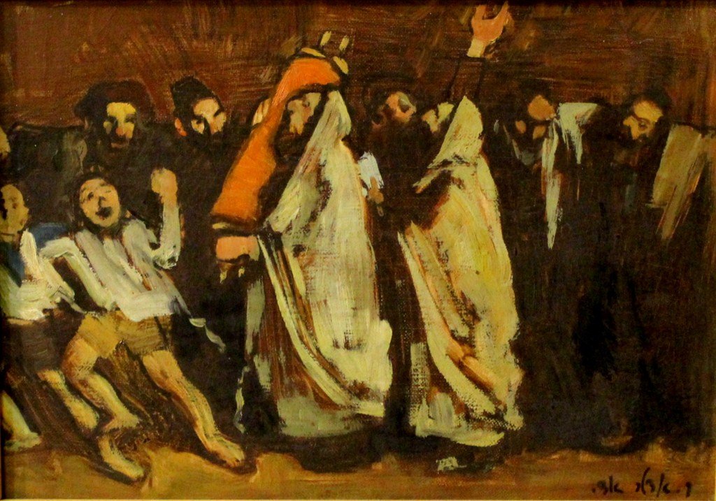 Adolph (Ed) Adler (1917-1996), Simchat Torah: Adolph (Ed) Adler (1917-1996), Simchat Torah, Oil on canvas, 25x35 cm, Signed.