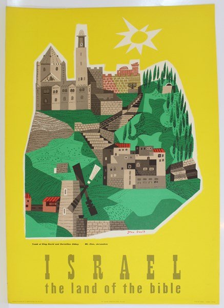 Poster by Jean David: A poster designed by Jean David "Israel- the land of the Bible - Jerusalem", very good condition, , 68x49.