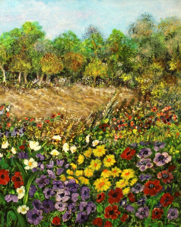 Sara Hagay (1939-), flowers: Sara Hagay (1939-), flowers, oil on canvas, 48x38 cm, signed.