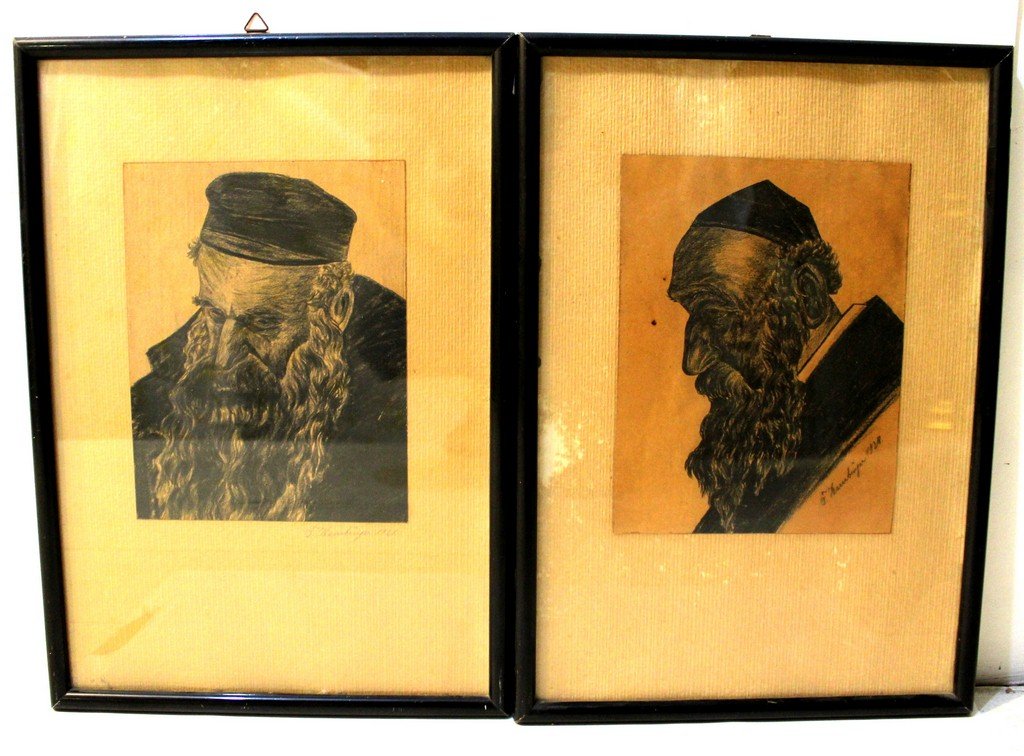 Unidentified artist, lot of two charcoal on paper (1 of 2)