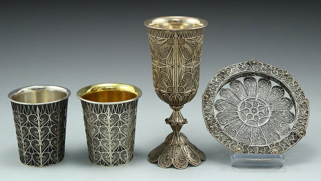 Lot of a goblet and two Kiddush cups (1 of 2)