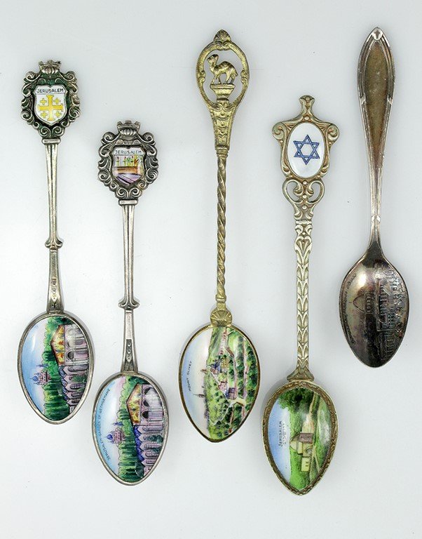 Lot of five teaspoons, souvenir from Jerusalem (1 of 2)