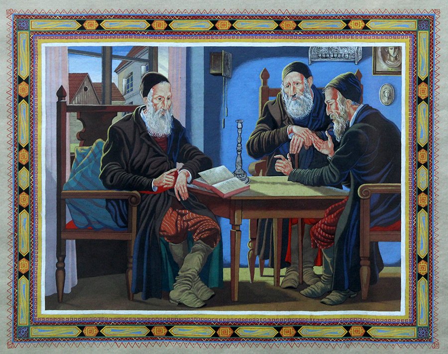 Unknown artist, Jewish men learning (1 of 1)