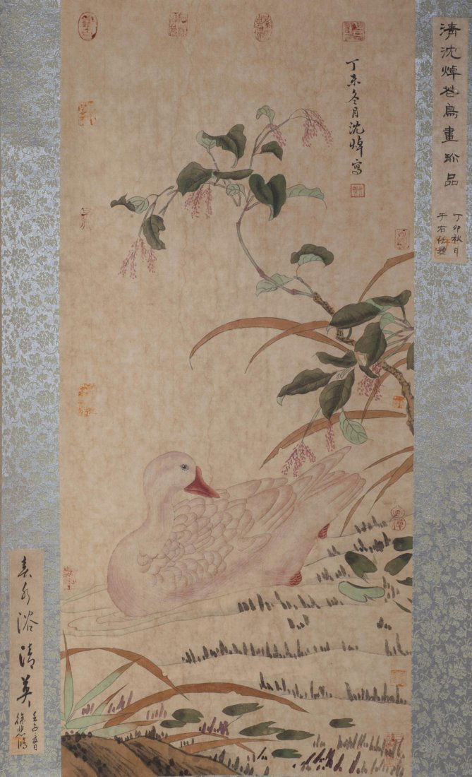 Early 20thC Watercolor&Ink Flower&Bird Painting (1 of 10)