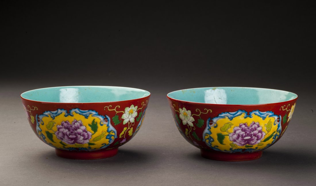 Coral Glazed Flower Porcelain Bowl (1 of 7)