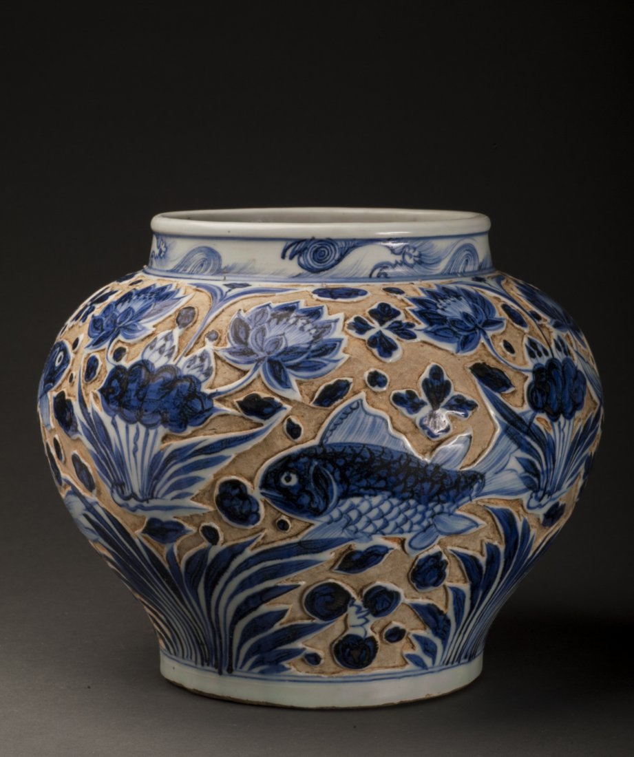 Antique Fish and Flowers Porcelain Jar (1 of 7)