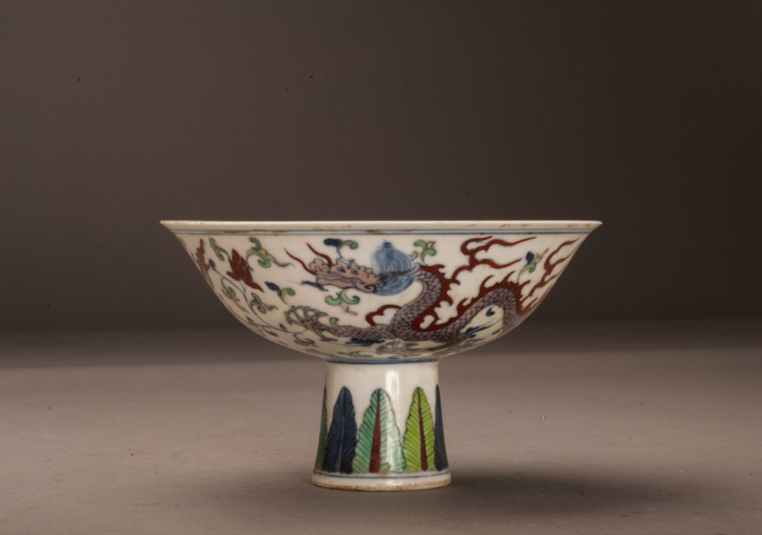 Doucai Porcelain Stem Cup, ChengHua Period (1 of 10)