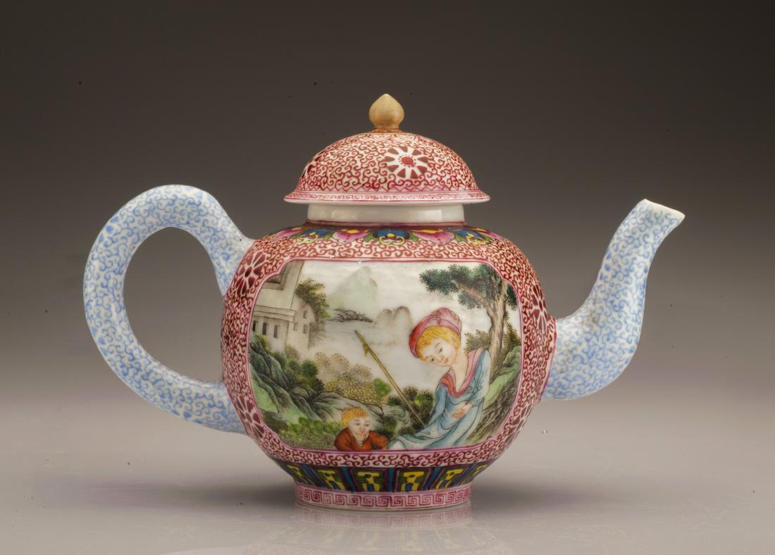 Foreigncolor Enameled Figures Porcelain Teapot