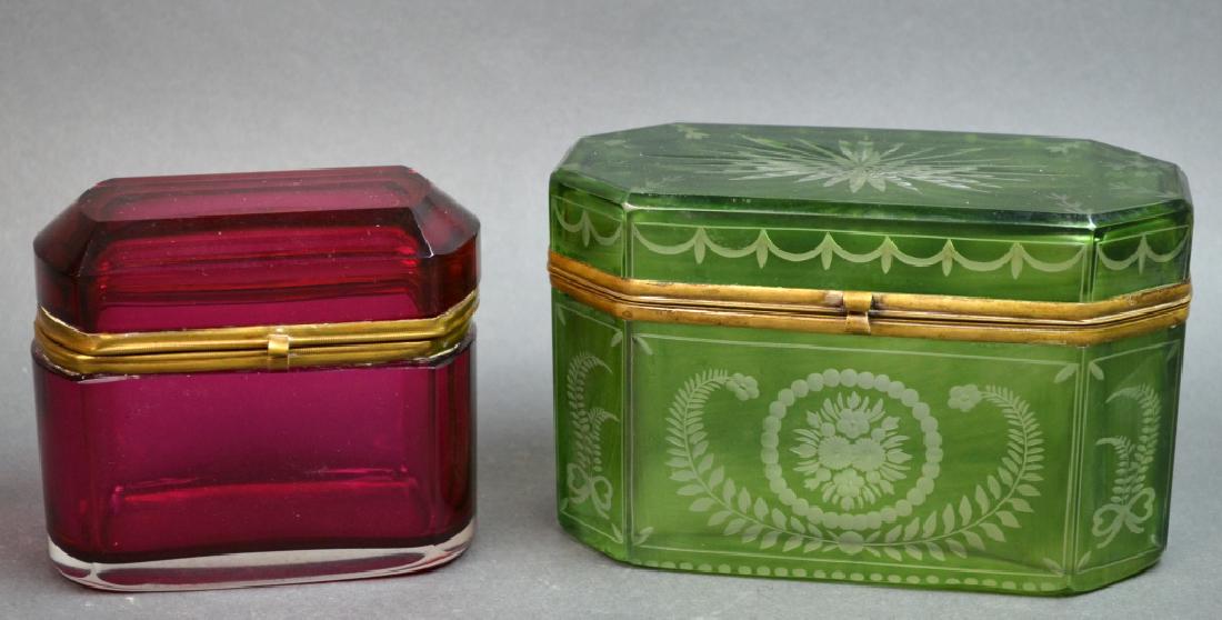 Two Red and Green Glass Boxes (1 of 6)