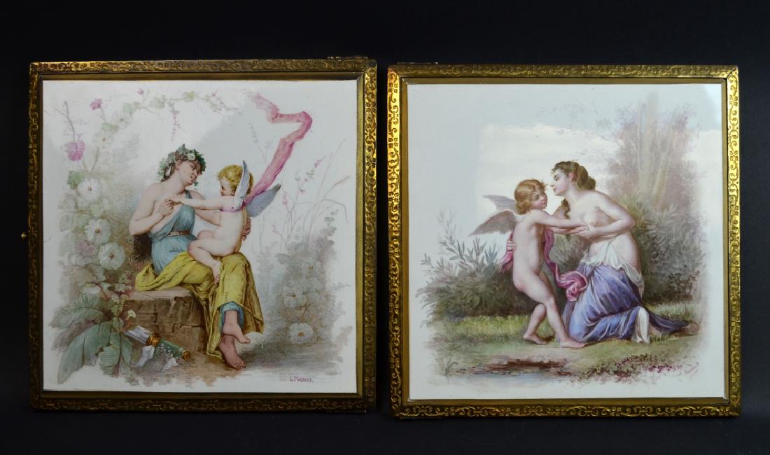 2 Framed French Hand-painted Mirrored Buck Plaques (1 of 9)