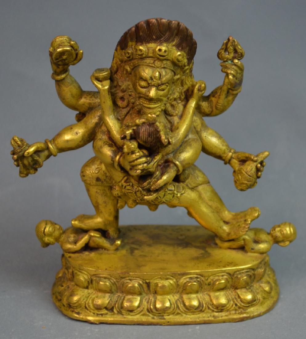 Tibetan Bronze Gilt Figure of Vajrapani & Consort (1 of 10)