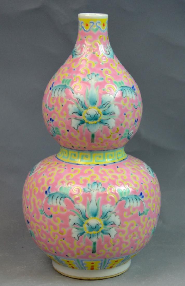 Chinese Famille Rose Double Gourd Porcelain Vase (1 of 7)