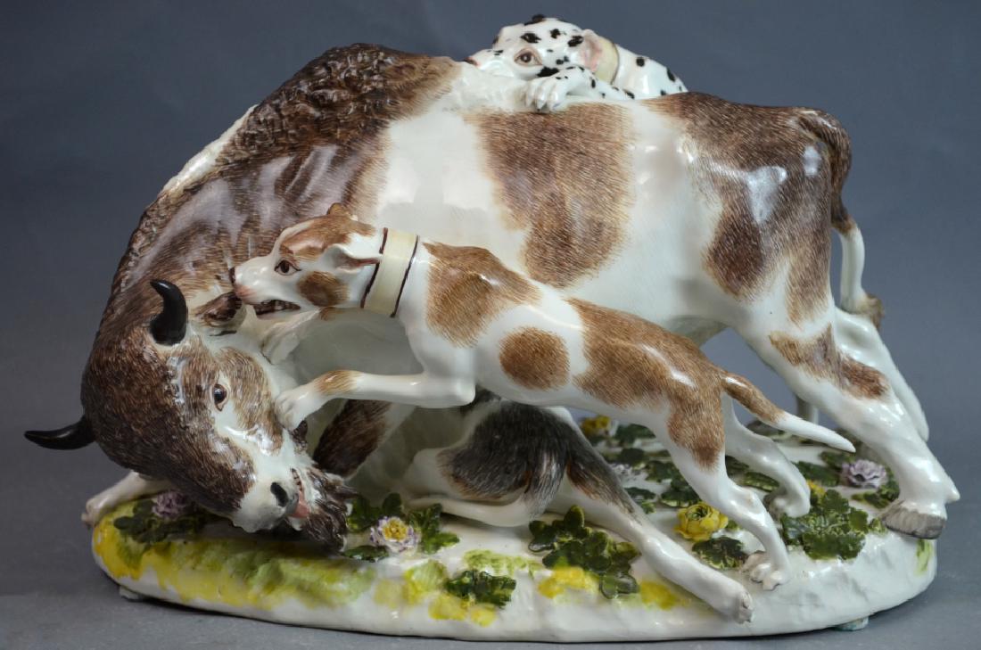 Early 18th C. Meissen of Three Dogs and Bull (1 of 10)