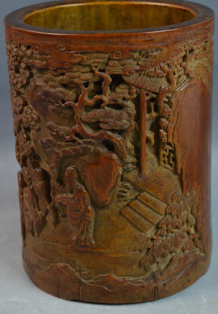 Chinese Bamboo Carved Brush Pot (1 of 10)