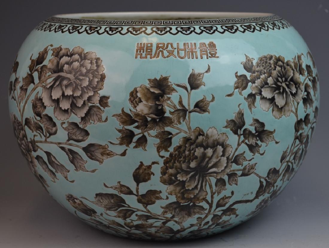 Chinese Blue Glazed Grisaille Flower Porcelain Jar (1 of 11)
