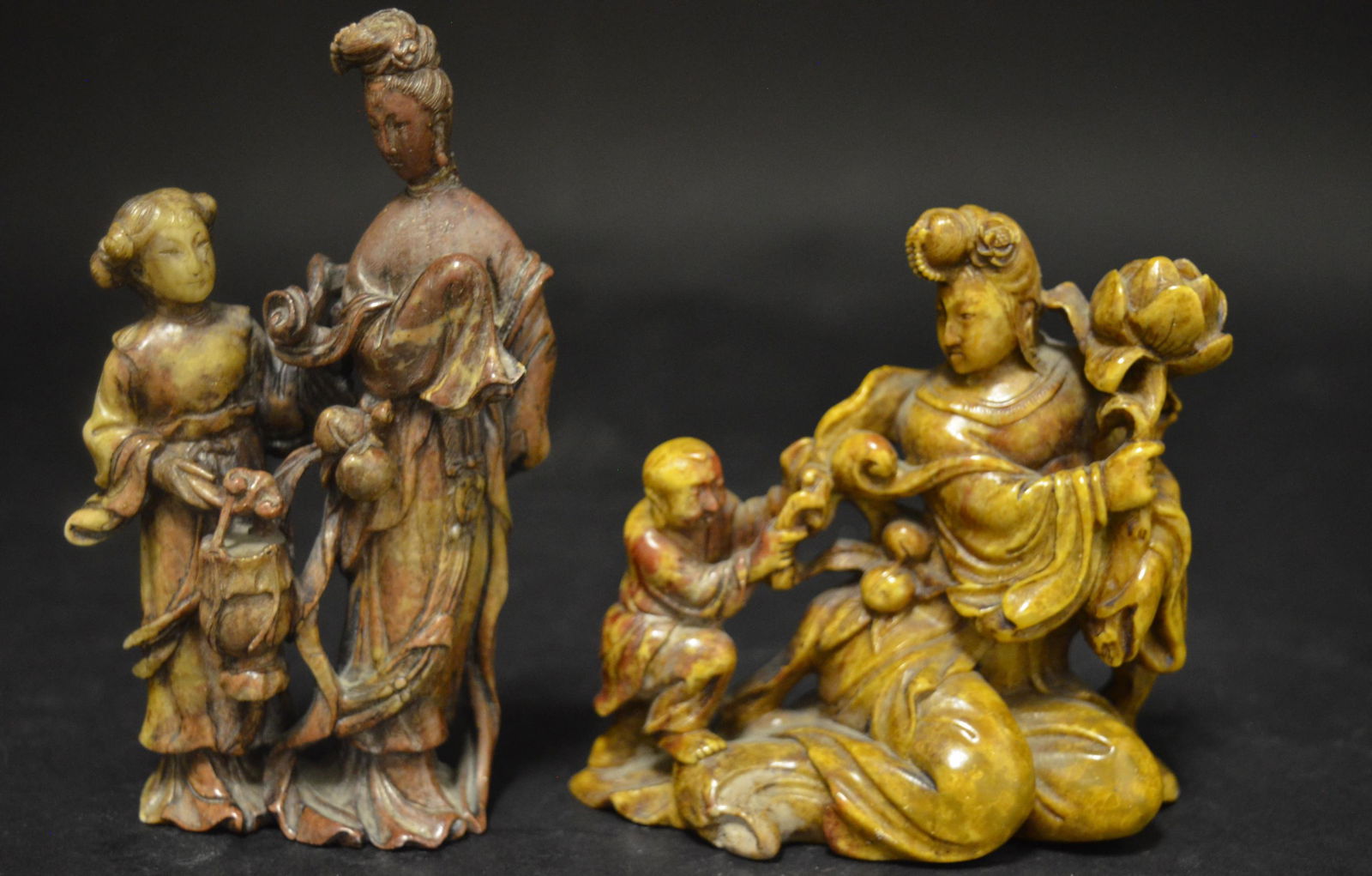Two Chinese Carved Soapstone Figures (1 of 5)