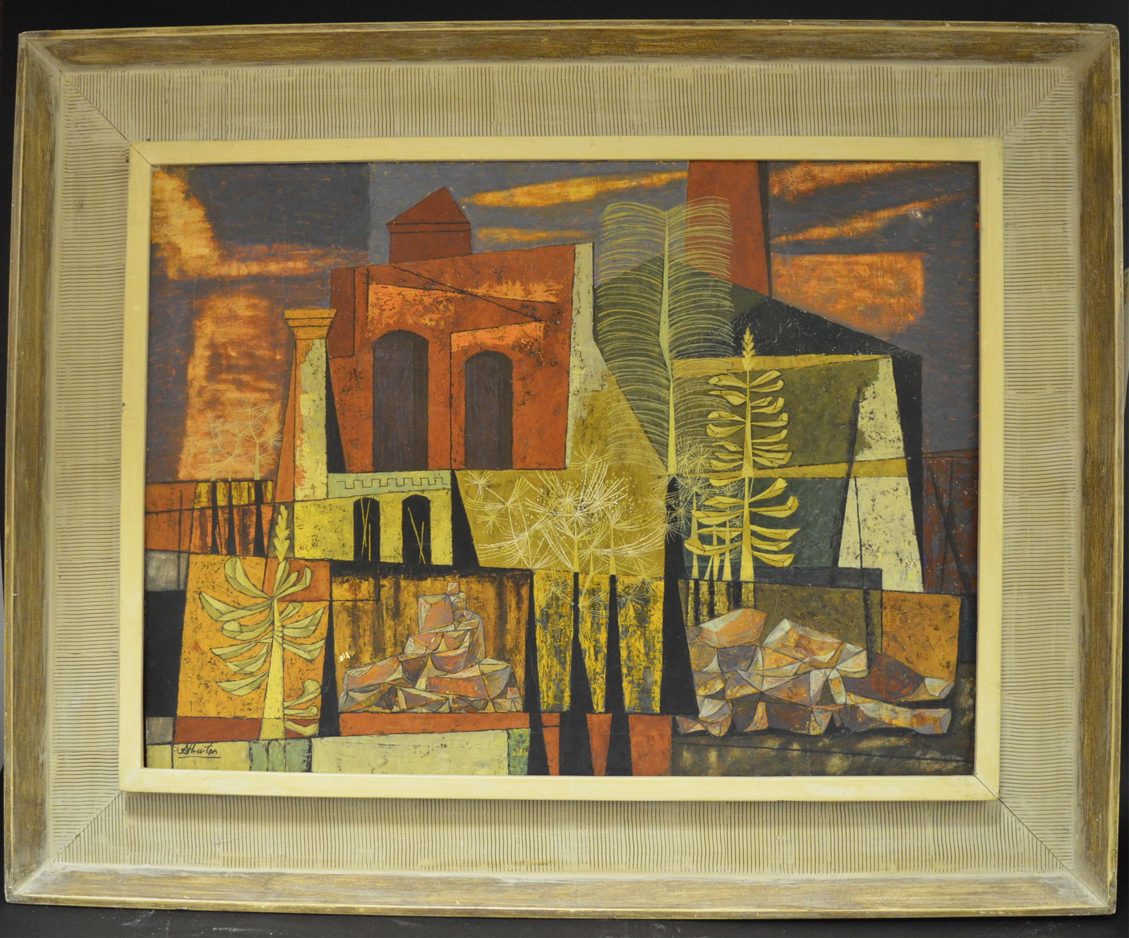 John Atherton Oil on Canvas "Ghost Town, NY": John Atherton Oil on Canvas "Ghost Town, New York" John Atherton, American (1900-1952). Signed Lower Left. Provenance: Sotheby's NY. Elliot Galleries, NY27 1/4" x 20" 35" x 28" overall framed.