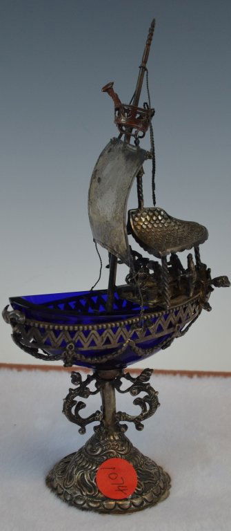 Miniature Silver and Cobalt-blue Salt Cellar (1 of 6)