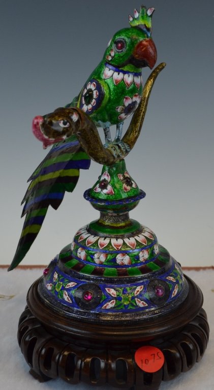 Large and very fine enameled silver model bird (1 of 5)